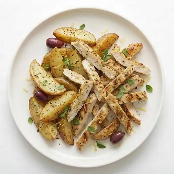 Greek Lemon Chicken with Roasted Potatoes & Kalamata Olives
